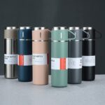 Stainless Steel Vacuum Flask Set with 3 Steel Cups Combo for Coffee Hot Drink and Cold Water Flask Ideal Gifting Travel.