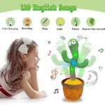 Dancing Cactus Plush Toy USB Charging,Sing 120pcs Songs,Recording,Repeats What You say and emit Colored Lights,Gifts (Talking Cactus) - Image 3