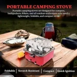 Camping Gas Stove | Portable Gas Stove For Camping Cooking Set | Ultra light |Small For Traveling | Camping Accessories For Outdoor | Red & Silver (1 Gas stove) - Image 3