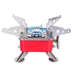 Camping Gas Stove | Portable Gas Stove For Camping Cooking Set | Ultra light |Small For Traveling | Camping Accessories For Outdoor | Red & Silver (1 Gas stove)